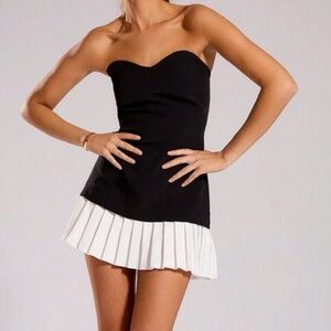 Elegant Strapless Black and White Dress